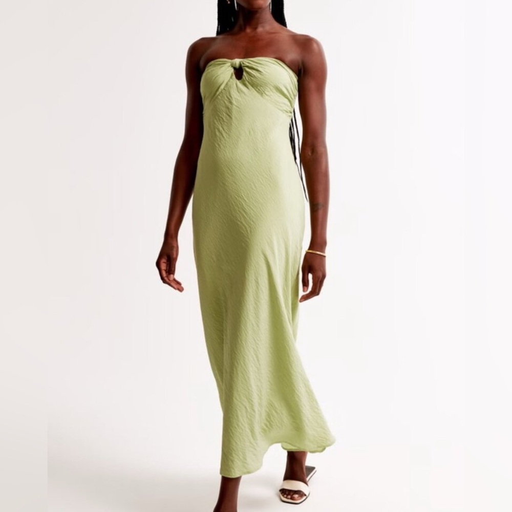 Abercrombie & Fitch strapless twist front dress XS lime avocado